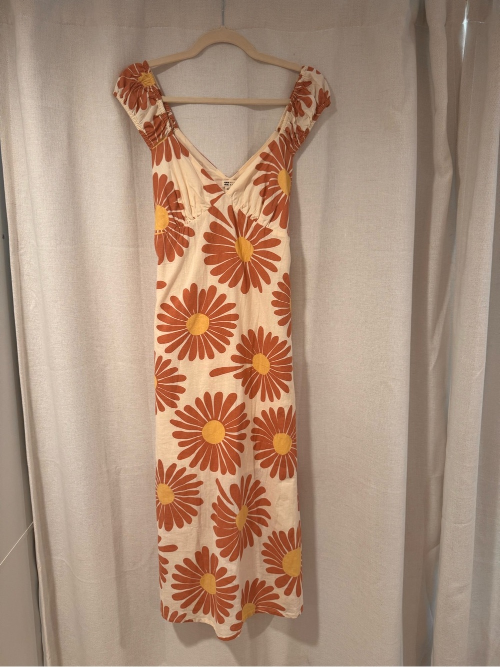 Billabong Floral Linen Blend Midi Dress – Size Medium